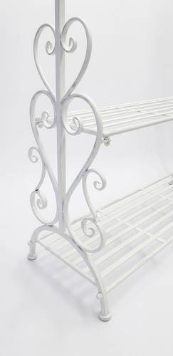 Stender appendiabiti ferro bianco con ganci e 2 ripiani 100x182h