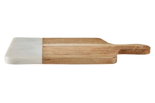 Tagliere marmo e legno rettangolare con manico 35x19
