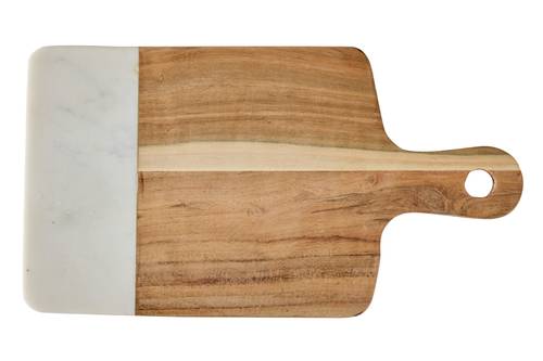 Tagliere marmo e legno rettangolare con manico 35x19