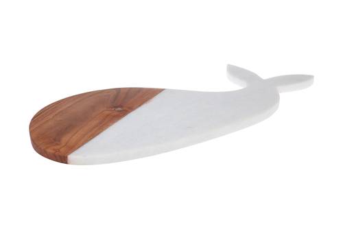 Tagliere marmo e legno sagoma balena 22x50
