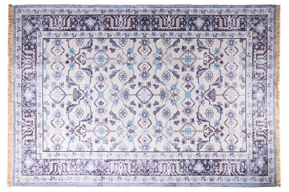 Tappeto arredo vintage tonalità blu cotone 140x200