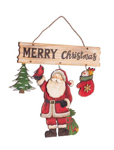Targa legno Babbo Natale Merry Christmas