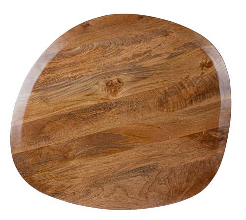 Tavolino salotto ovaloide piano legno e base metallo grigio 40h