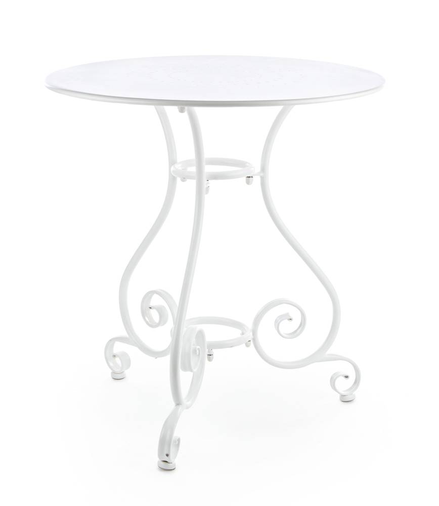 Tavolo tondo ferro bianco romantique cm 70 da giardino