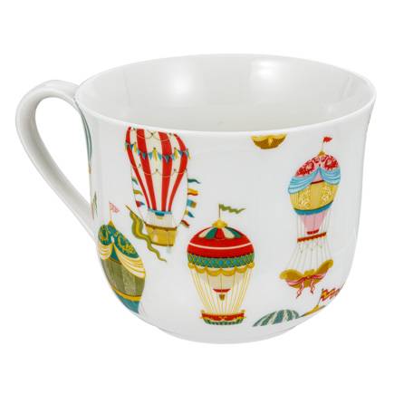 Tazza colazione Mongolfiere colorate porcellana con manico