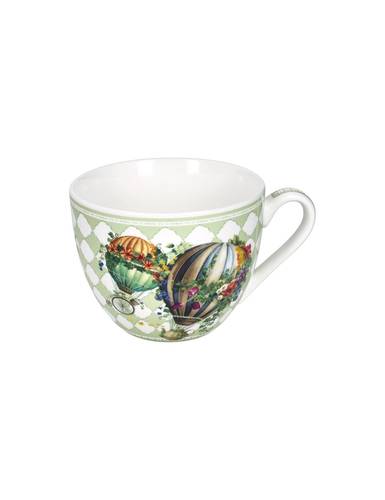 Tazza colazione Wonderland decoro mongolfiere porcellana con manico