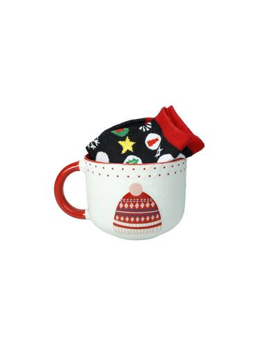 Tazza colazione cappello rosso porcellana con calzini cotone