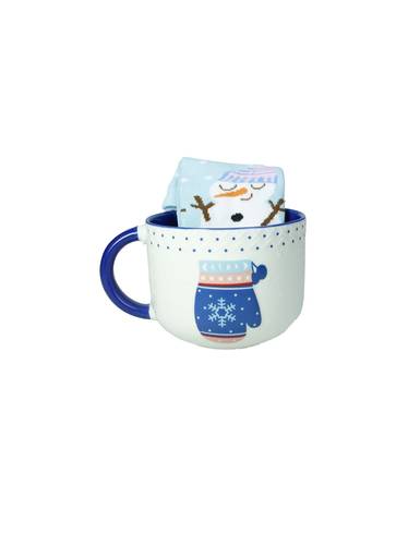 Tazza colazione guanto blu porcellana con calzini cotone