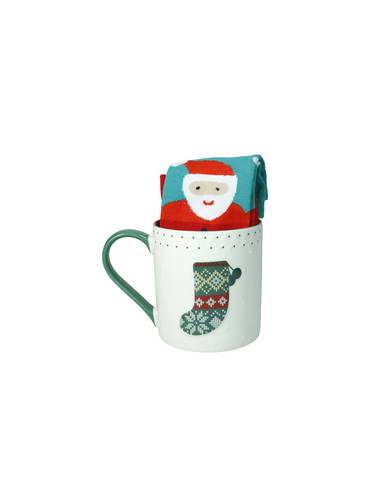 Tazza mug calza verde porcellana con calzini cotone