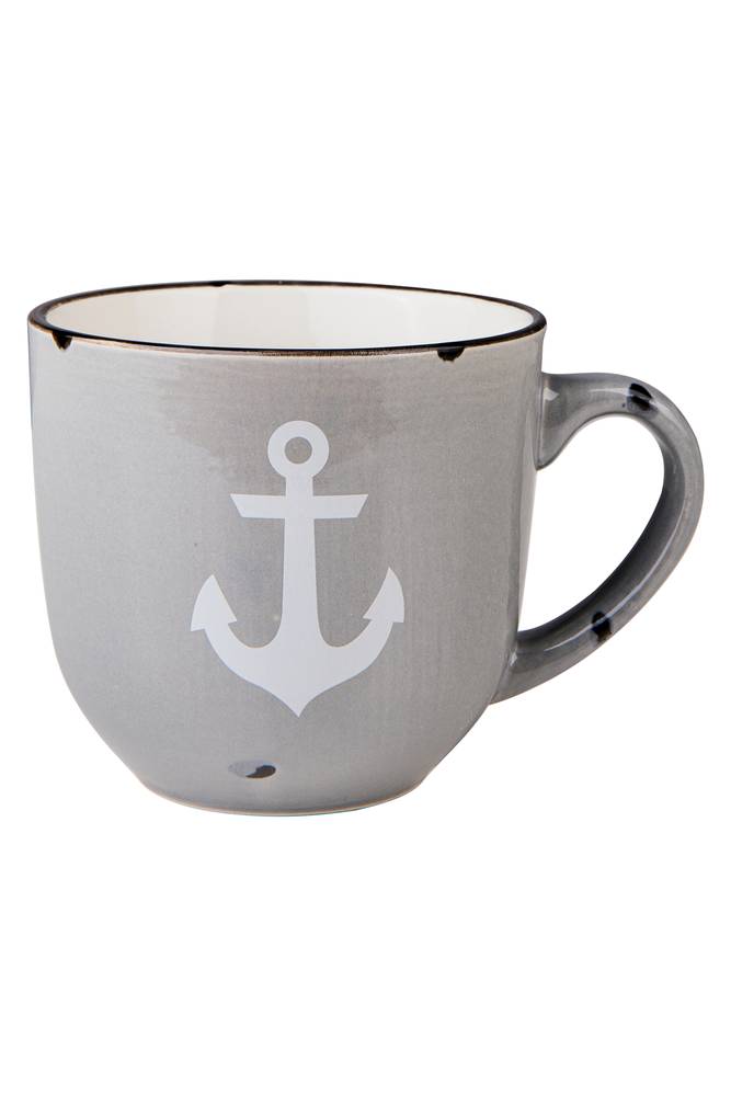 Tazza mug smaltata grigia ancora bianca