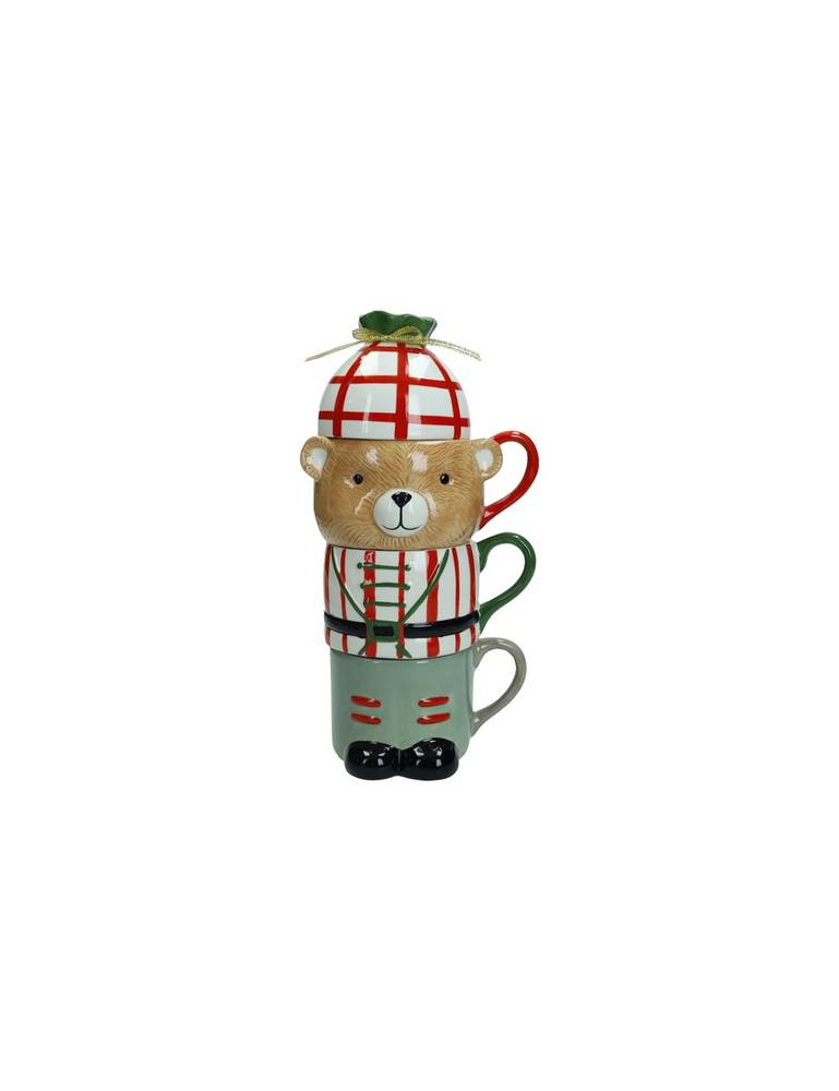 Tazza orsetto set 4pz mug impilabili in ceramica