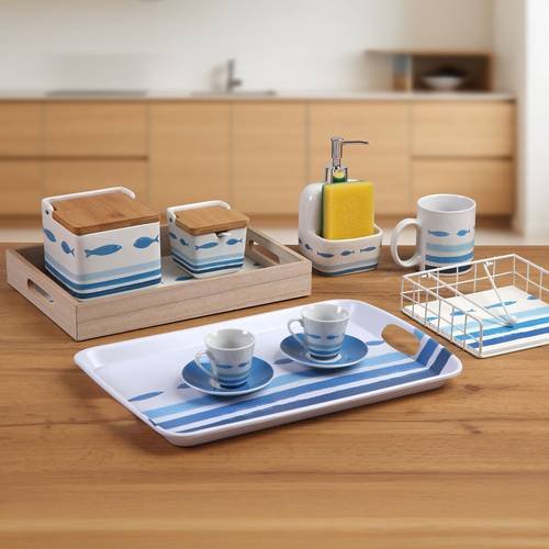 Tazzina caffè Oceanic pesci azzurri  con piattino set 6 pz