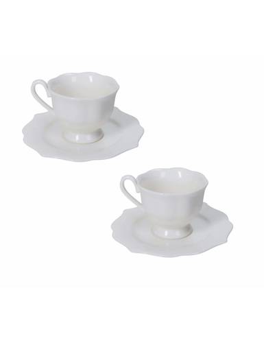 Tazzina caffè Queen porcellana bianca con piattino 2pz