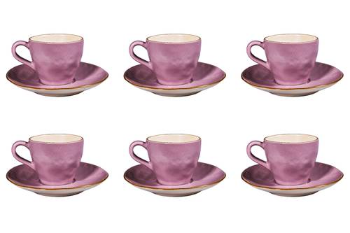 Tazzina caffè rosa porcellana collezione mediterraneo 6pz