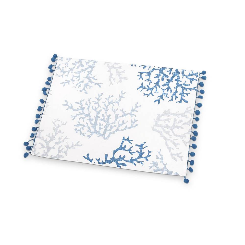 Tovaglietta americana cotone bianca coralli blu 2 pezzi