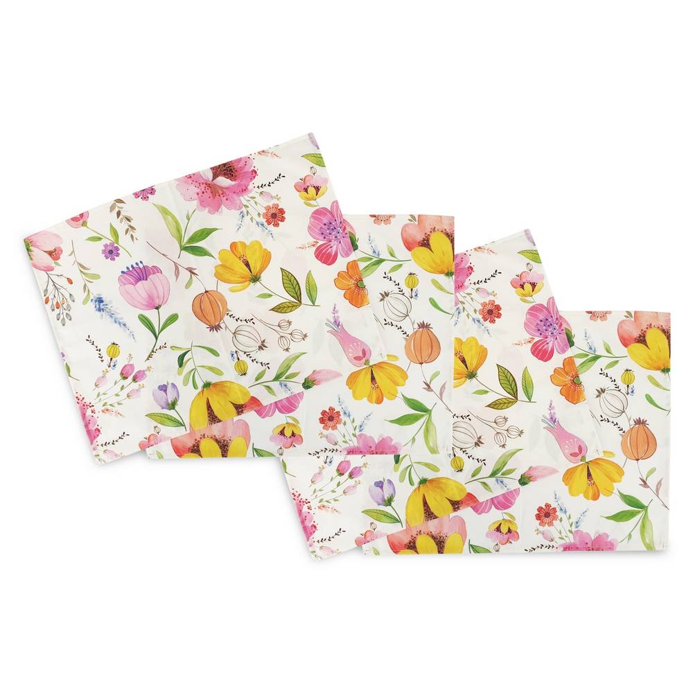 Tovaglietta americana cotone fiori rosa e gialli 4 pezzi