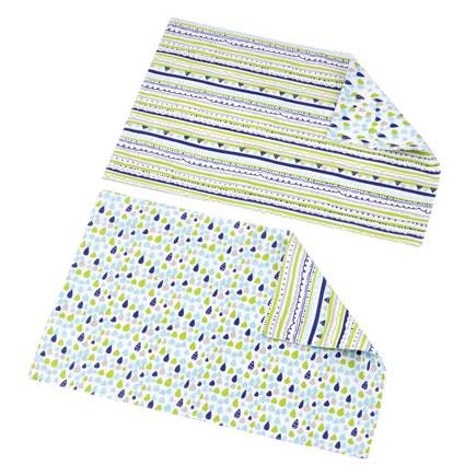 Tovaglietta americana cotone gocce blu e righe verdi set 2 pezzi