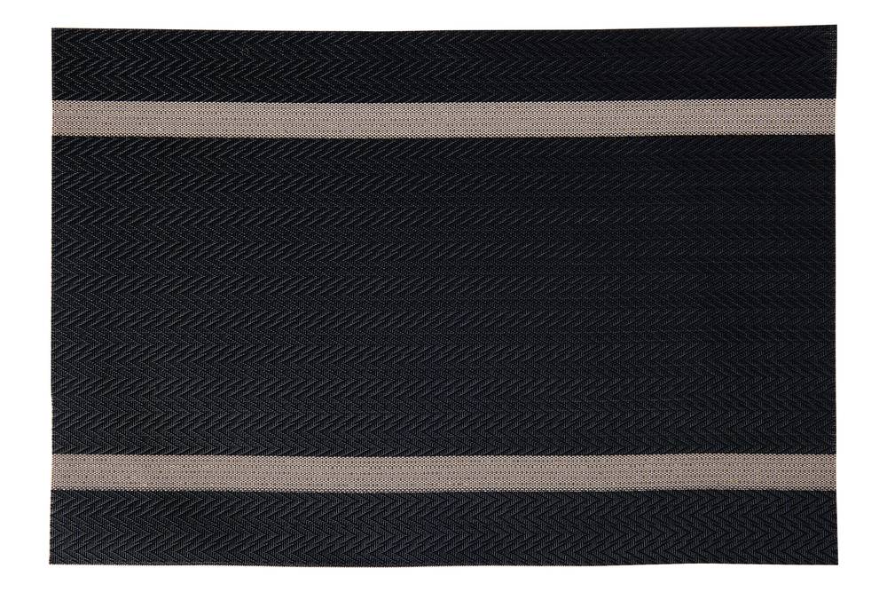Tovaglietta americana intreccio pvc nero con riga beige set 4 pezzi