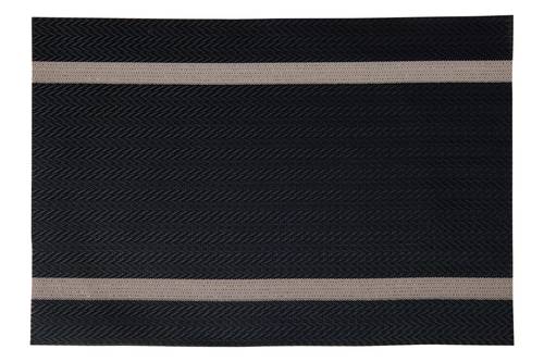 Tovaglietta americana intreccio pvc nero con riga beige set 4 pezzi