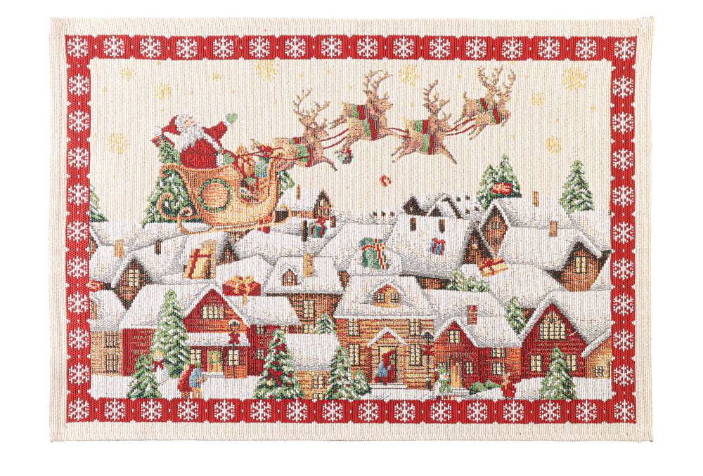 Tovaglietta da tavola Natale Gobelin paesaggio innevato con slitta 48x33