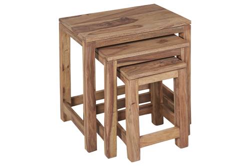 Tris tavolini rettangolari legno di sheesham naturale