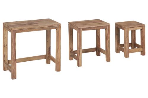 Tris tavolini rettangolari legno di sheesham naturale