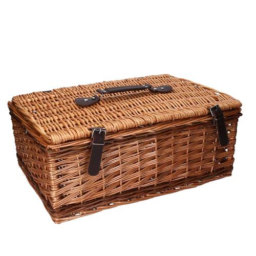 Valigia vimini naturale miele con chiusura e maniglia ecopelle 50x34