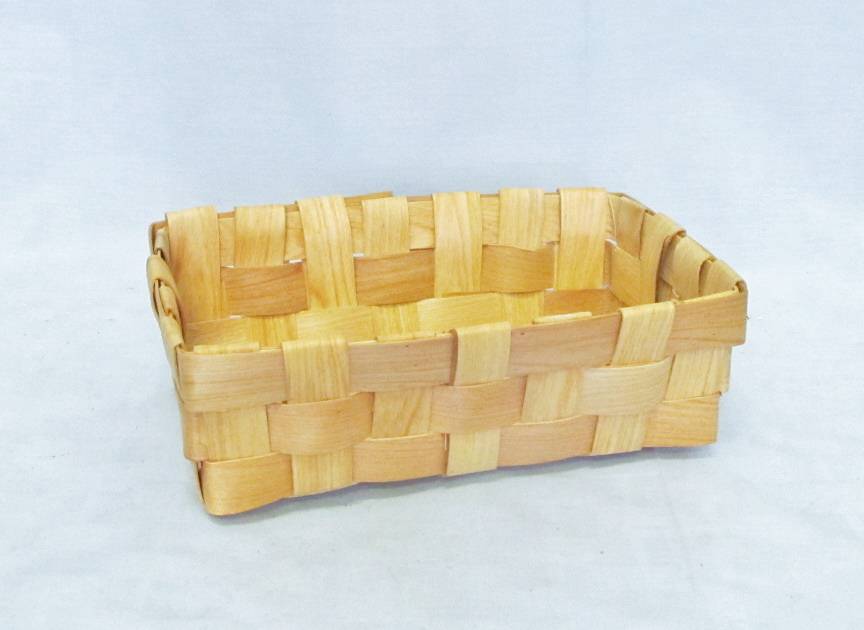Cestino intreccio in foglie di castagno 25x15x8h