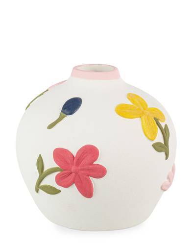 Vaso Floryn gres ceramica dipinto fiori colorati  tondo 14,5h