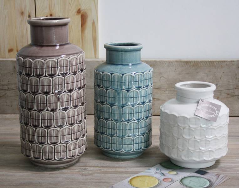 Vaso ceramica colorata lavorato a rilievo