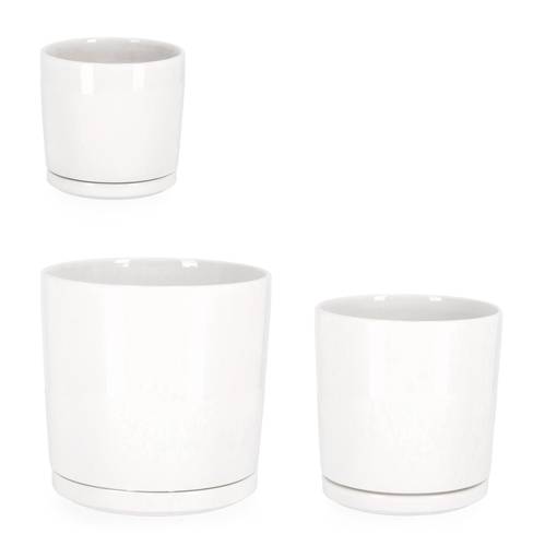 Vaso portafiori tondo ceramica bianca
