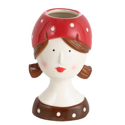 Vaso volto ceramica coco girl codine e bandana rossa 14h