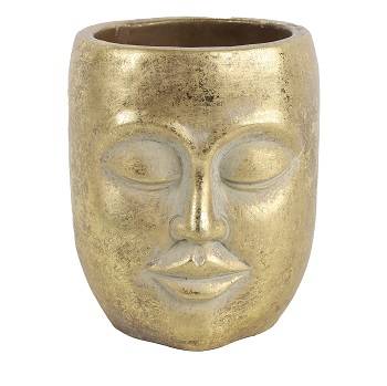 Vaso volto oro sorridente ceramica 16h