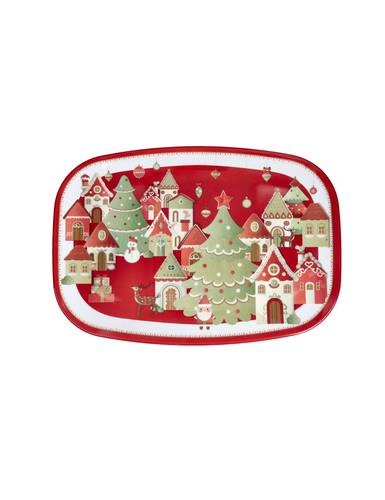 Vassoio rettangolare natale Villaggio in Festa melamina 40,5x28
