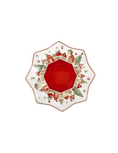 Vassoio stella porcellana natale Villaggio in Festa cm 27x27
