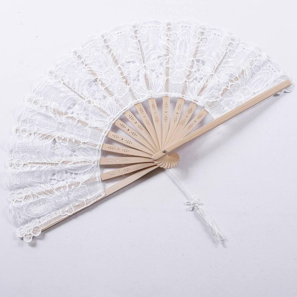 Ventaglio macrame' pizzo cotone bianco e bamboo
