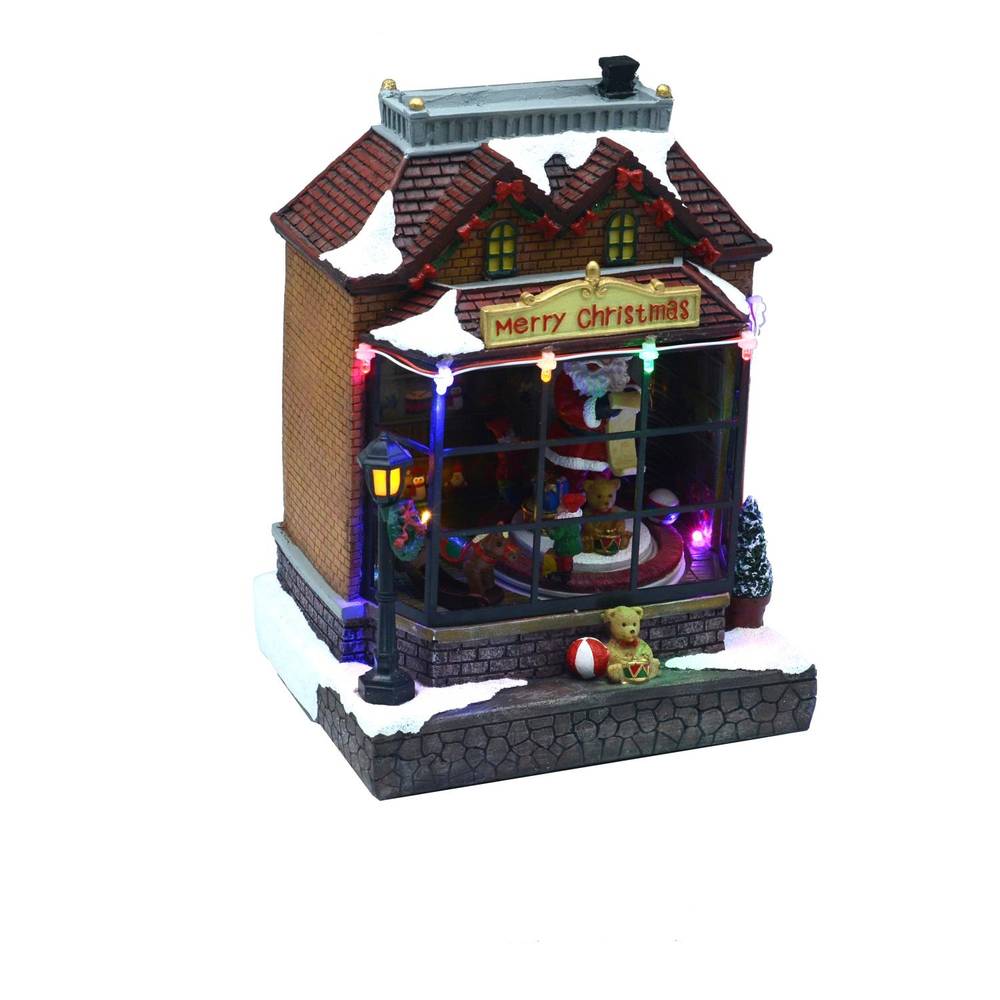 Villaggio negozio Babbo Natale con luci e musica