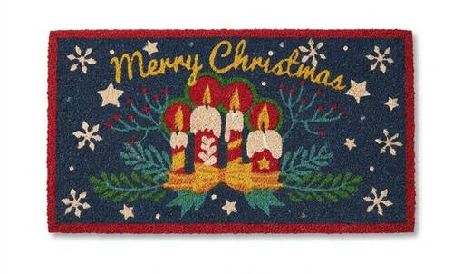 Zerbino Merry Christmas blu cocco con candele 70x40