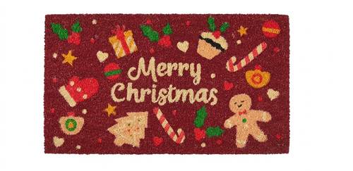 Zerbino Merry Christmas rosso bordeaux cocco omino e regali 70x40
