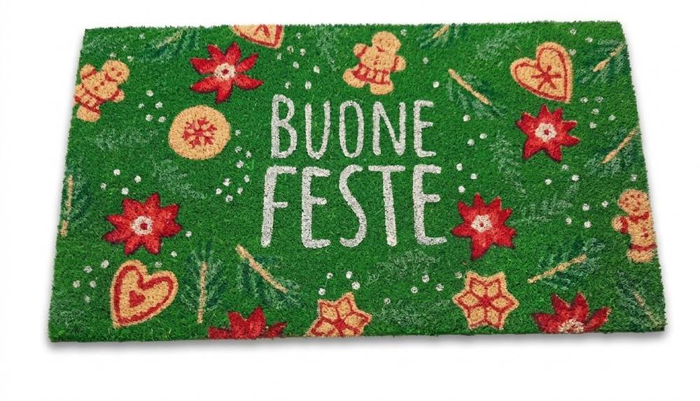 Zerbino Merry Christmas verde cocco con cuori Buone Feste 70x40
