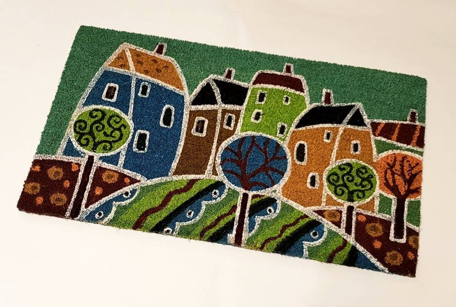 Zerbino cocco da ingresso Case Naif con 4 alberi tondi 40x70