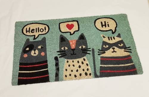 Zerbino cocco da ingresso Gatti stilizzati Hello 40x70