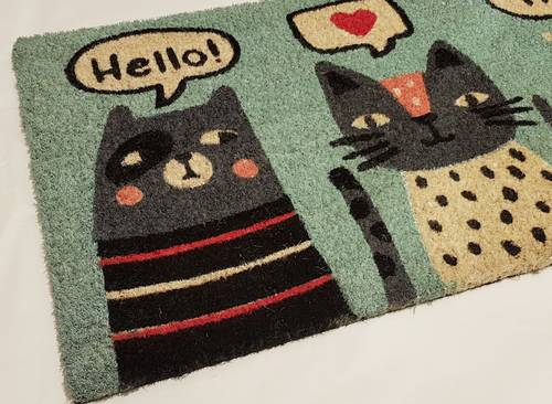 Zerbino cocco da ingresso Gatti stilizzati Hello 40x70