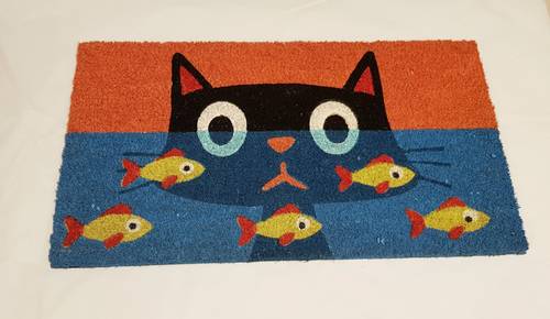 Zerbino cocco da ingresso Gatti stilizzati  acquario con pesci 40x70