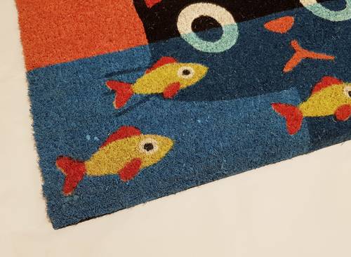 Zerbino cocco da ingresso Gatti stilizzati  acquario con pesci 40x70