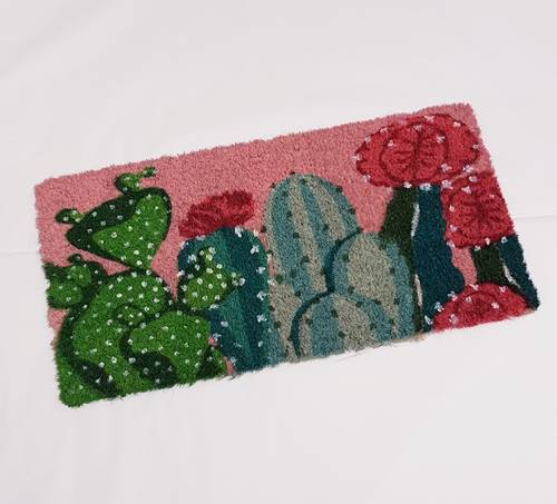 Zerbino cocco da scalino Cactus fondo rosa 25x50