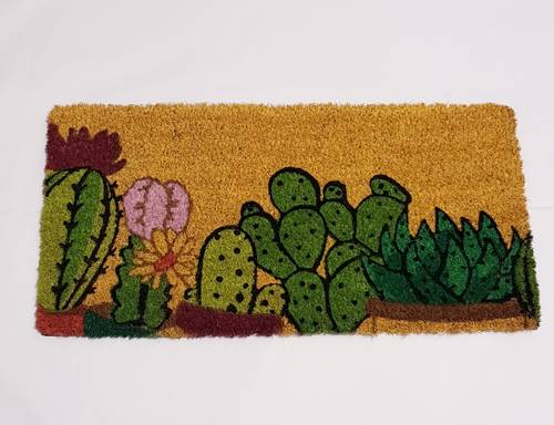 Zerbino cocco da scalino Cactus verdi fondo giallo 25x50