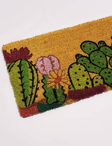 Zerbino cocco da scalino Cactus verdi fondo giallo 25x50
