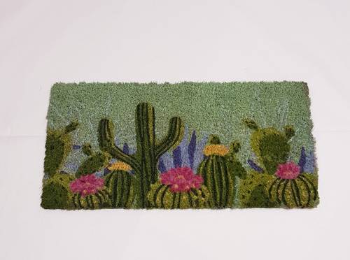 Zerbino cocco da scalino Cactus verdi su fondo verde 25x50