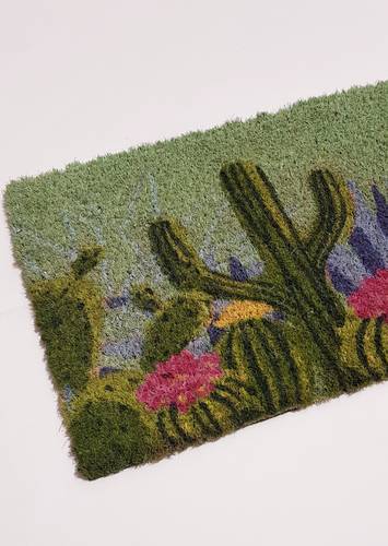 Zerbino cocco da scalino Cactus verdi su fondo verde 25x50